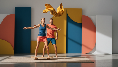Balance Board mit Korkrolle in Benutzung